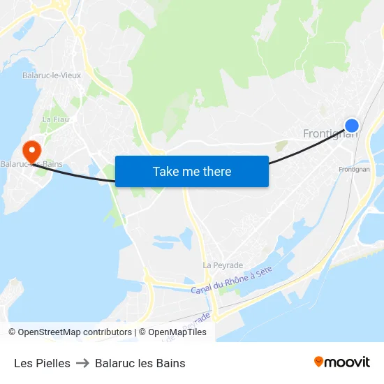 Les Pielles to Balaruc les Bains map