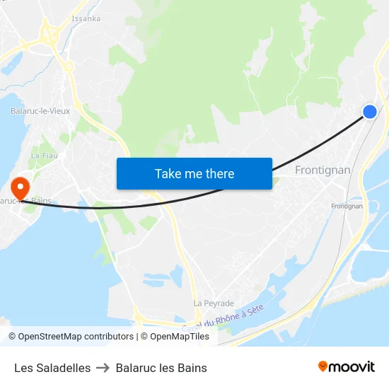 Les Saladelles to Balaruc les Bains map