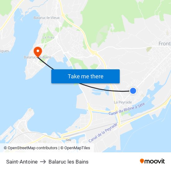 Saint-Antoine to Balaruc les Bains map