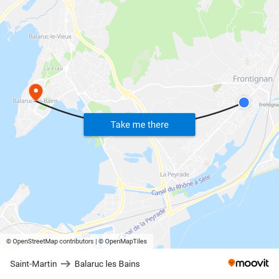 Saint-Martin to Balaruc les Bains map