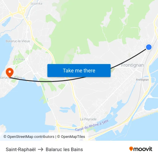 Saint-Raphaël to Balaruc les Bains map
