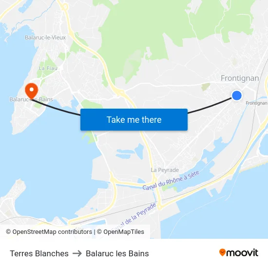 Terres Blanches to Balaruc les Bains map