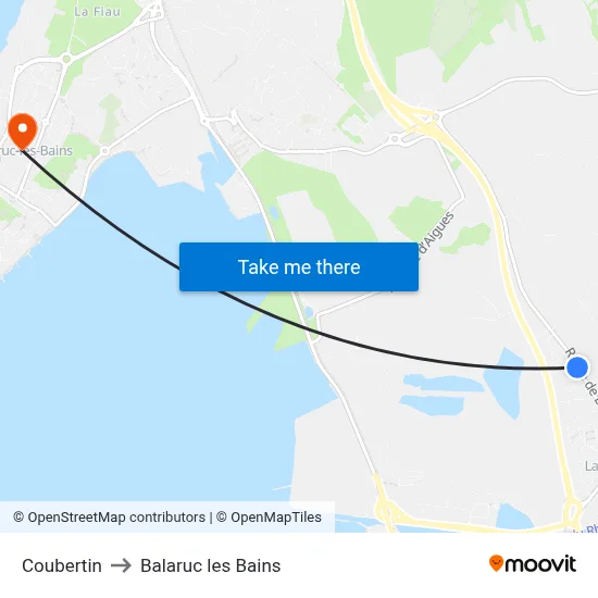 Coubertin to Balaruc les Bains map