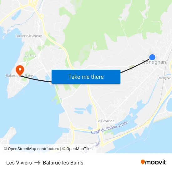 Les Viviers to Balaruc les Bains map