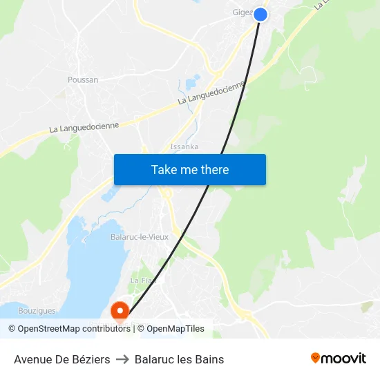 Avenue De Béziers to Balaruc les Bains map