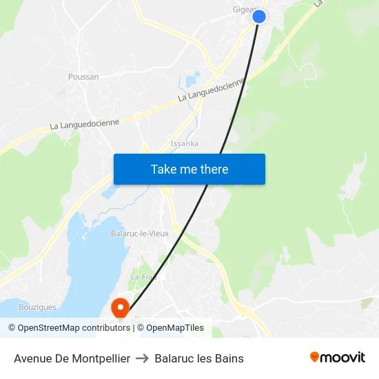 Avenue De Montpellier to Balaruc les Bains map
