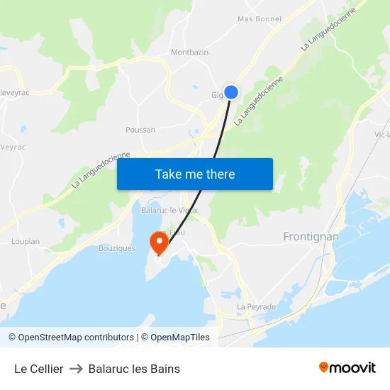 Le Cellier to Balaruc les Bains map