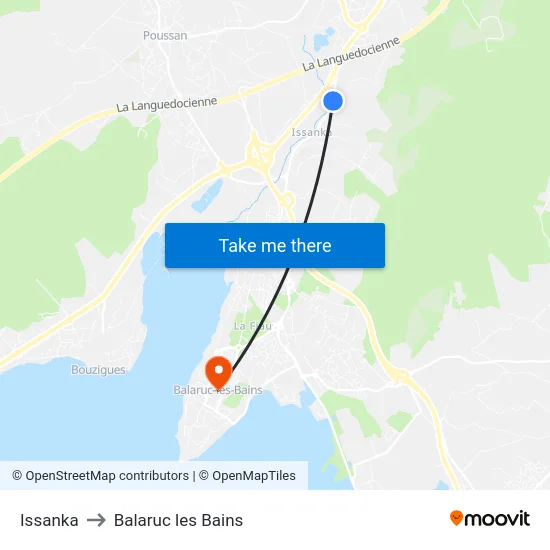 Issanka to Balaruc les Bains map