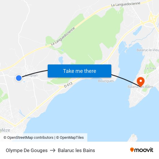 Olympe De Gouges to Balaruc les Bains map