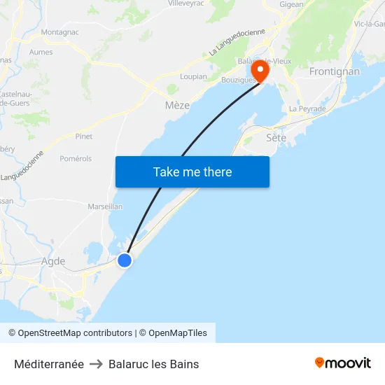 Méditerranée to Balaruc les Bains map