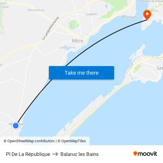 Pl De La République to Balaruc les Bains map
