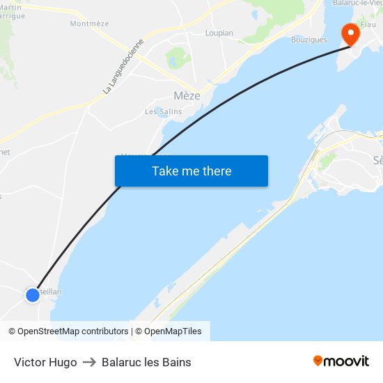 Victor Hugo to Balaruc les Bains map