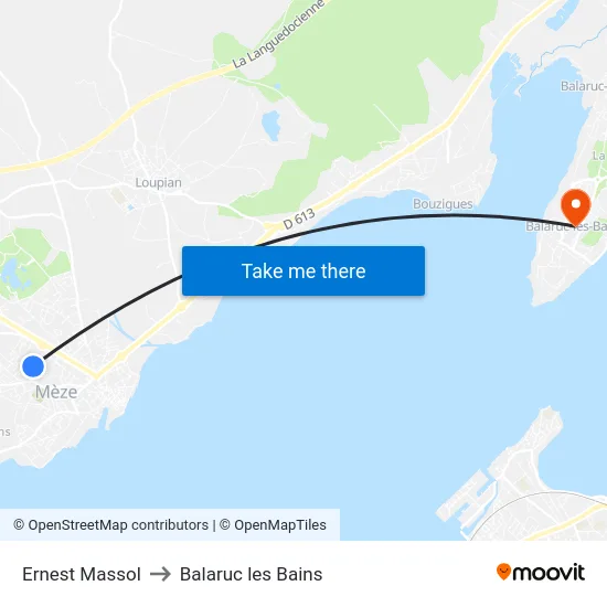 Ernest Massol to Balaruc les Bains map