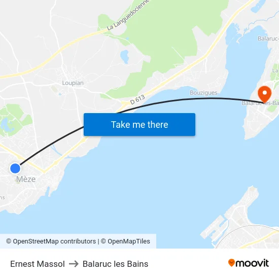 Ernest Massol to Balaruc les Bains map