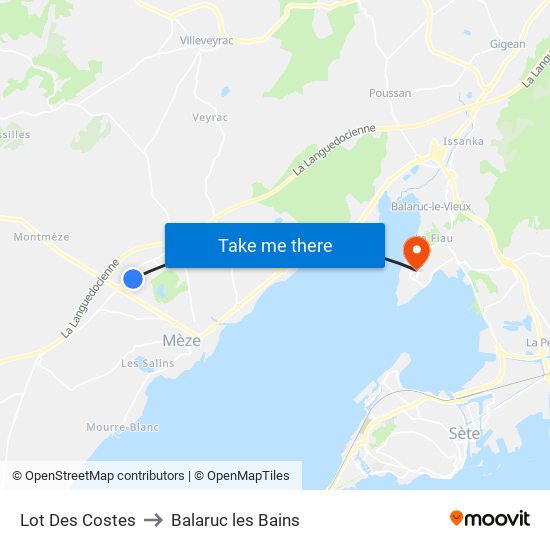 Lot Des Costes to Balaruc les Bains map