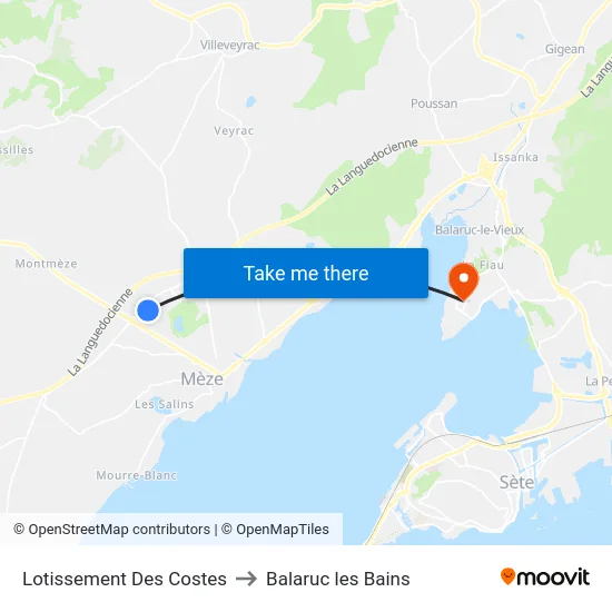 Lotissement Des Costes to Balaruc les Bains map