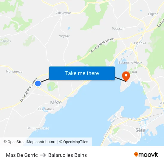 Mas De Garric to Balaruc les Bains map