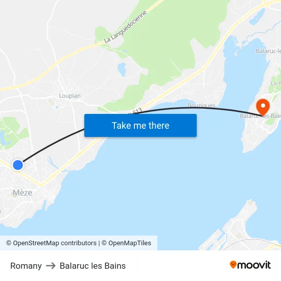 Romany to Balaruc les Bains map