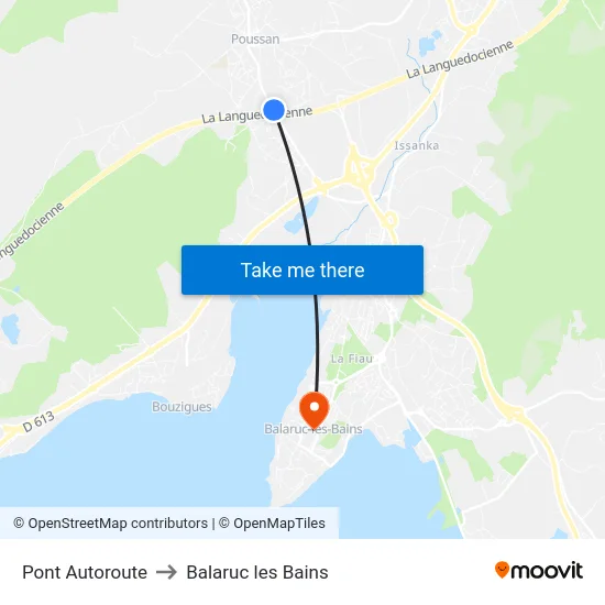 Pont Autoroute to Balaruc les Bains map