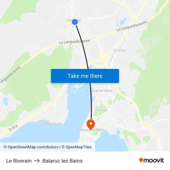 Le Riverain to Balaruc les Bains map