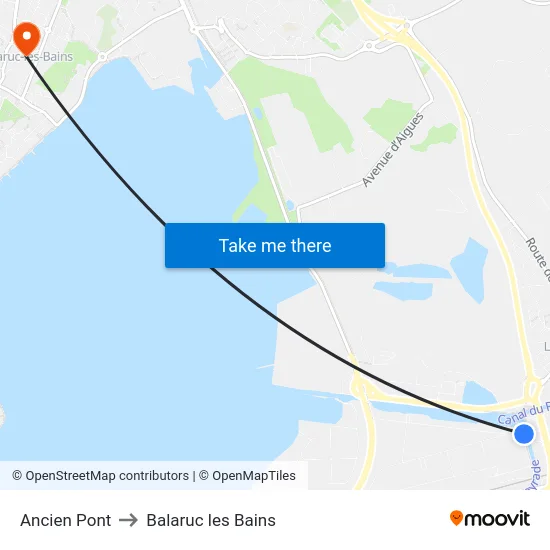 Ancien Pont to Balaruc les Bains map