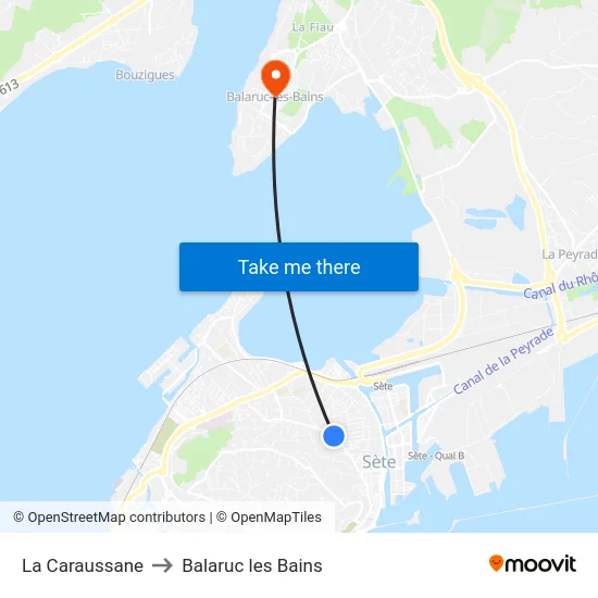 La Caraussane to Balaruc les Bains map