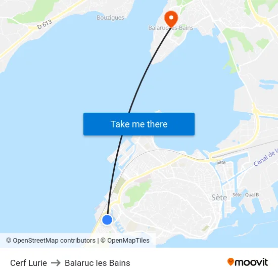 Cerf Lurie to Balaruc les Bains map