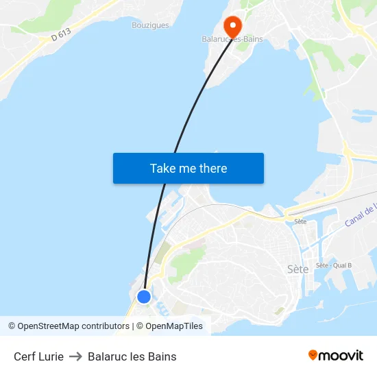 Cerf Lurie to Balaruc les Bains map