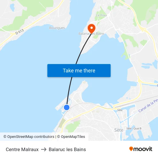 Centre Malraux to Balaruc les Bains map