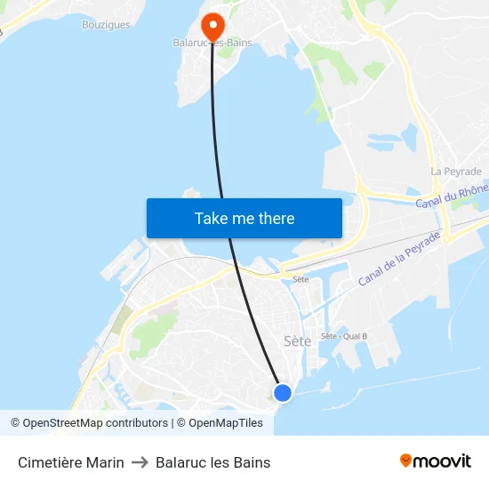 Cimetière Marin to Balaruc les Bains map