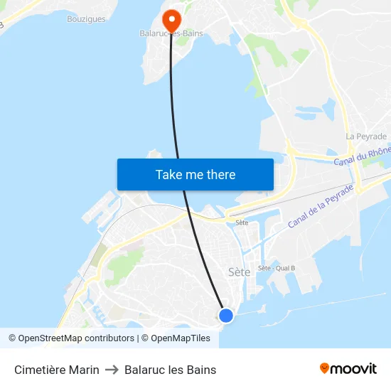 Cimetière Marin to Balaruc les Bains map