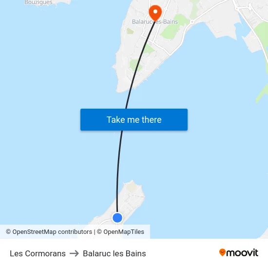 Les Cormorans to Balaruc les Bains map