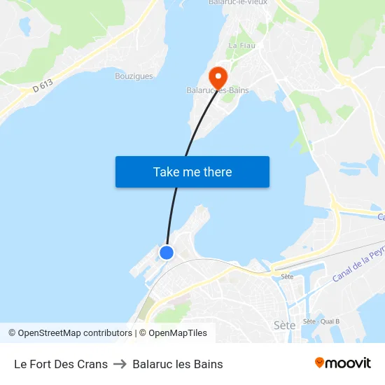 Le Fort Des Crans to Balaruc les Bains map