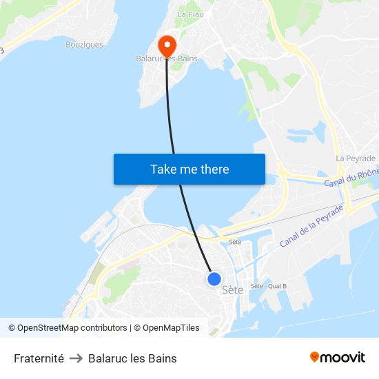 Fraternité to Balaruc les Bains map