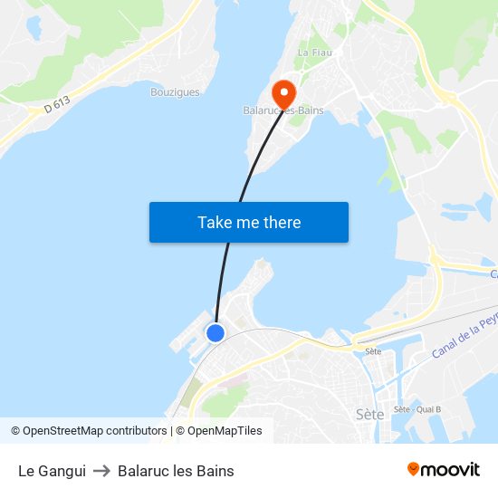 Le Gangui to Balaruc les Bains map