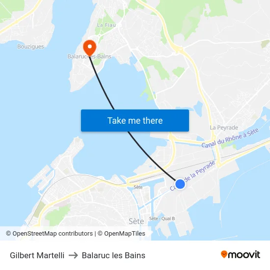 Gilbert Martelli to Balaruc les Bains map