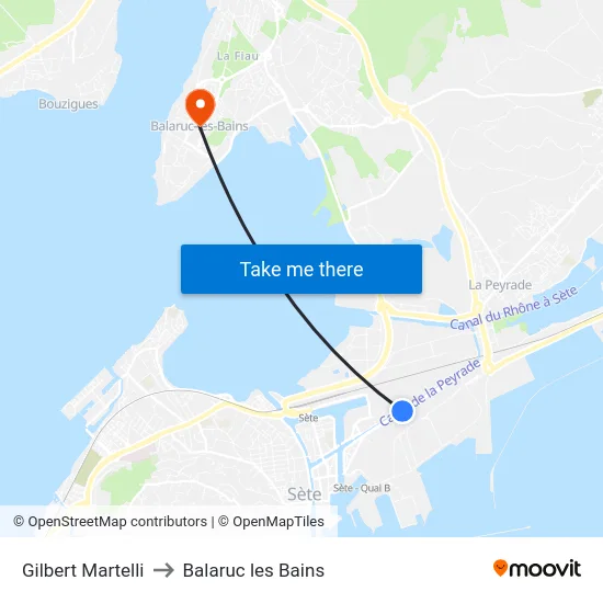 Gilbert Martelli to Balaruc les Bains map