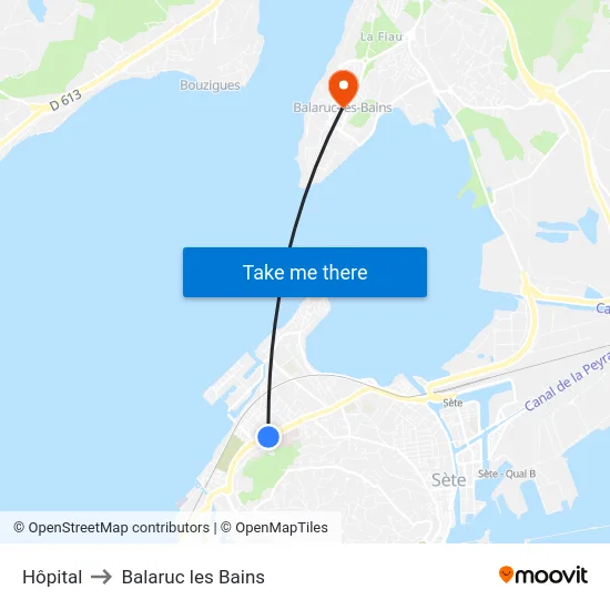 Hôpital to Balaruc les Bains map