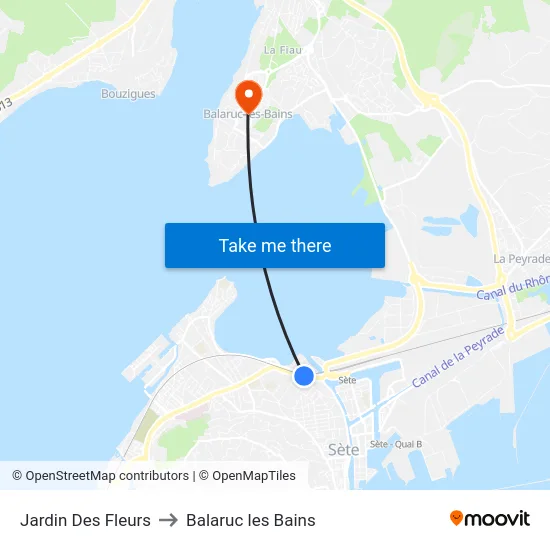 Jardin Des Fleurs to Balaruc les Bains map