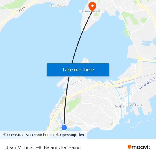 Jean Monnet to Balaruc les Bains map