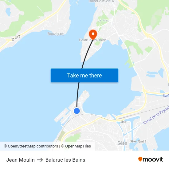Jean Moulin to Balaruc les Bains map