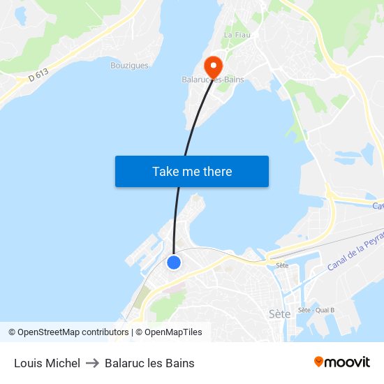 Louis Michel to Balaruc les Bains map