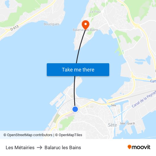 Les Métairies to Balaruc les Bains map