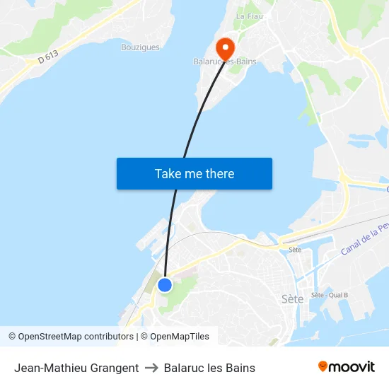 Jean-Mathieu Grangent to Balaruc les Bains map