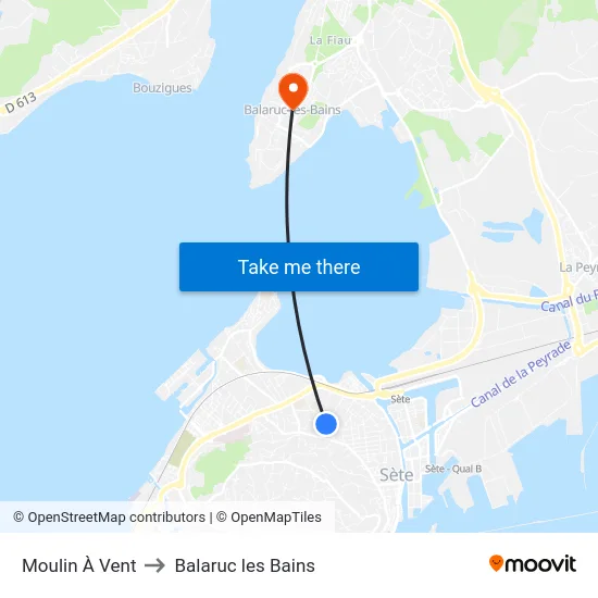 Moulin À Vent to Balaruc les Bains map