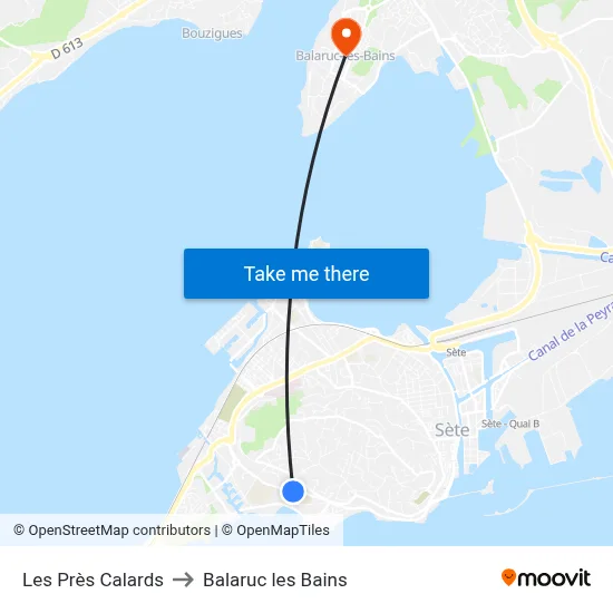 Les Près Calards to Balaruc les Bains map