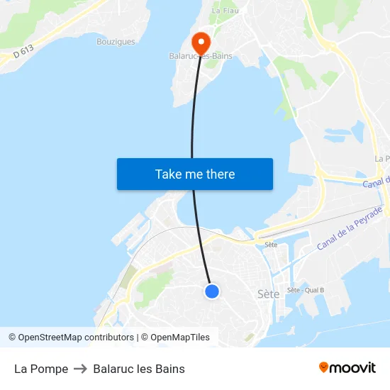 La Pompe to Balaruc les Bains map
