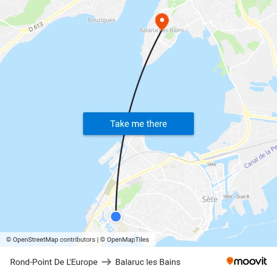Rond-Point De L'Europe to Balaruc les Bains map