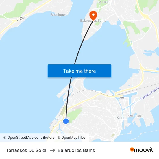 Terrasses Du Soleil to Balaruc les Bains map