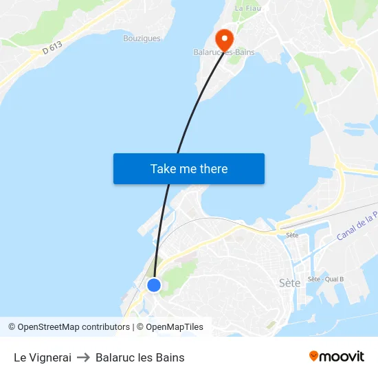 Le Vignerai to Balaruc les Bains map